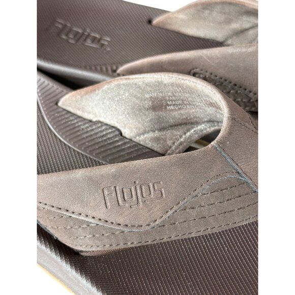 Flojos Men's Jorge 2.0 Faux Leather Arch Support Flip Flops Brown Size 11 - Picture 7 of 8